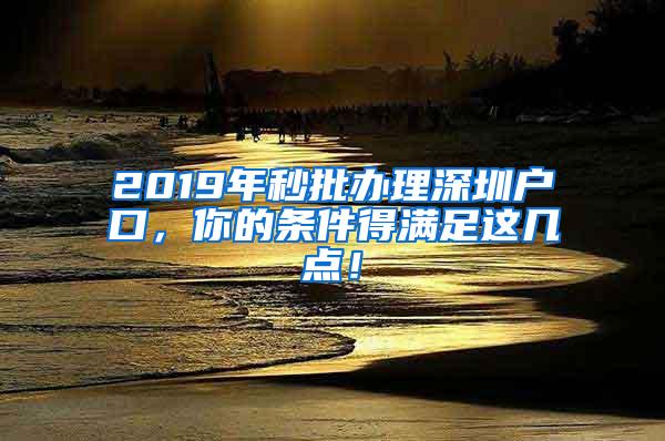 2019年秒批办理深圳户口，你的条件得满足这几点！