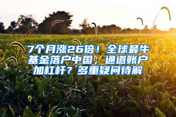 7个月涨26倍！全球最牛基金落户中国，通道账户加杠杆？多重疑问待解