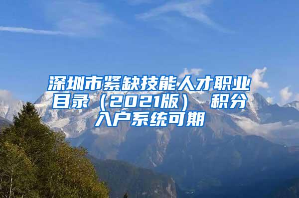 深圳市紧缺技能人才职业目录（2021版） 积分入户系统可期