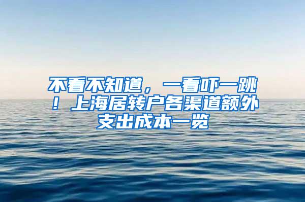 不看不知道，一看吓一跳！上海居转户各渠道额外支出成本一览