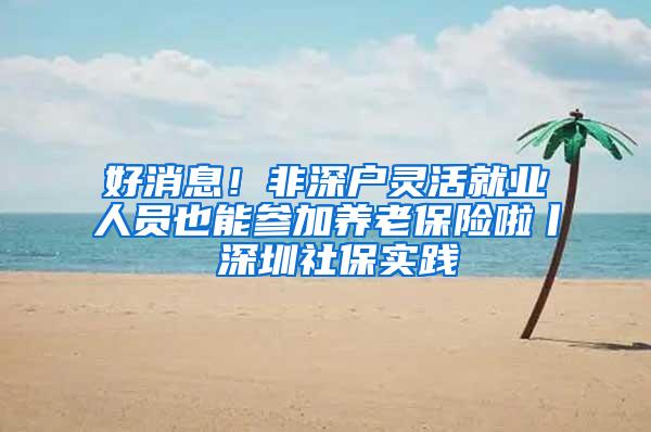 好消息！非深户灵活就业人员也能参加养老保险啦丨 深圳社保实践④