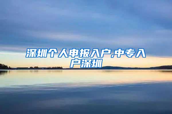 深圳个人申报入户,中专入户深圳