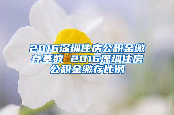 2016深圳住房公积金缴存基数 2016深圳住房公积金缴存比例