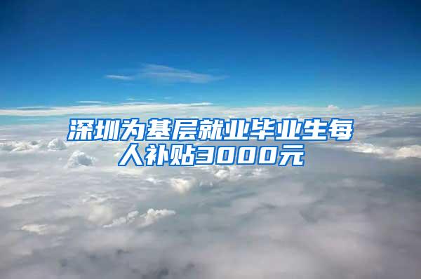 深圳为基层就业毕业生每人补贴3000元