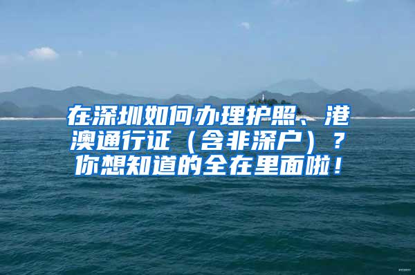 在深圳如何办理护照、港澳通行证（含非深户）？你想知道的全在里面啦！