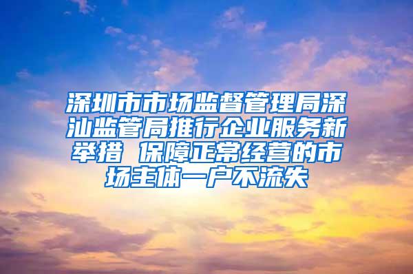 深圳市市场监督管理局深汕监管局推行企业服务新举措 保障正常经营的市场主体一户不流失