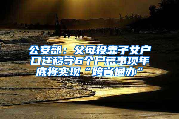 公安部：父母投靠子女户口迁移等6个户籍事项年底将实现“跨省通办”