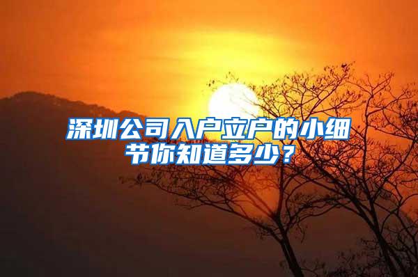 深圳公司入户立户的小细节你知道多少？