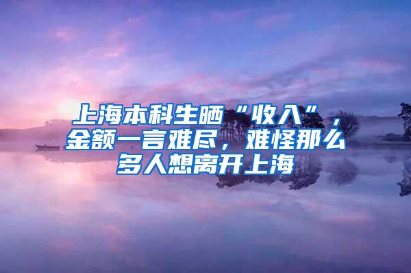 上海本科生晒“收入”，金额一言难尽，难怪那么多人想离开上海