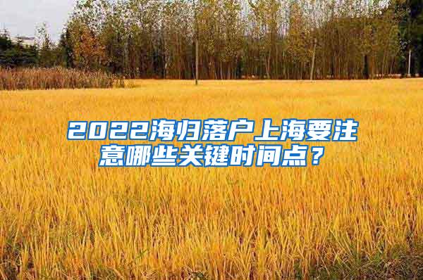 2022海归落户上海要注意哪些关键时间点？