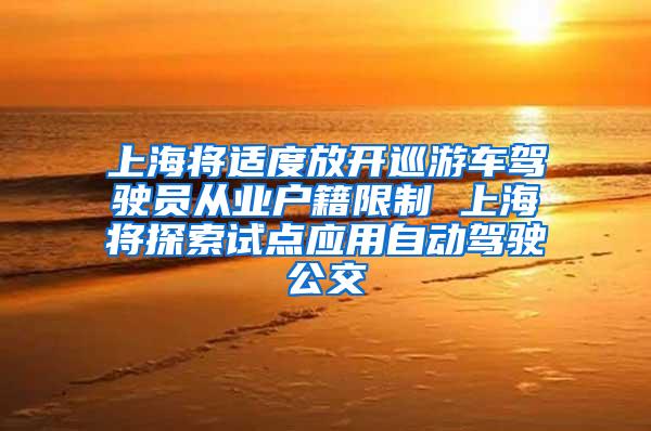 上海将适度放开巡游车驾驶员从业户籍限制 上海将探索试点应用自动驾驶公交