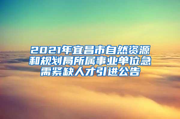 2021年宜昌市自然资源和规划局所属事业单位急需紧缺人才引进公告