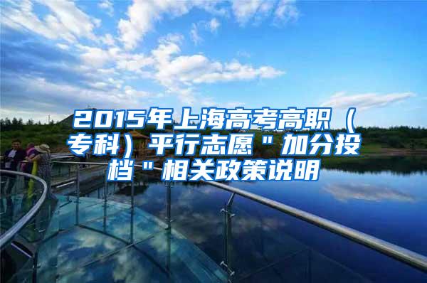 2015年上海高考高职（专科）平行志愿＂加分投档＂相关政策说明