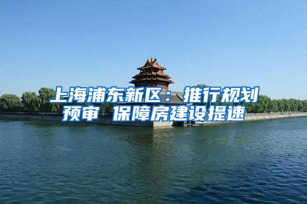 上海浦东新区：推行规划预审 保障房建设提速