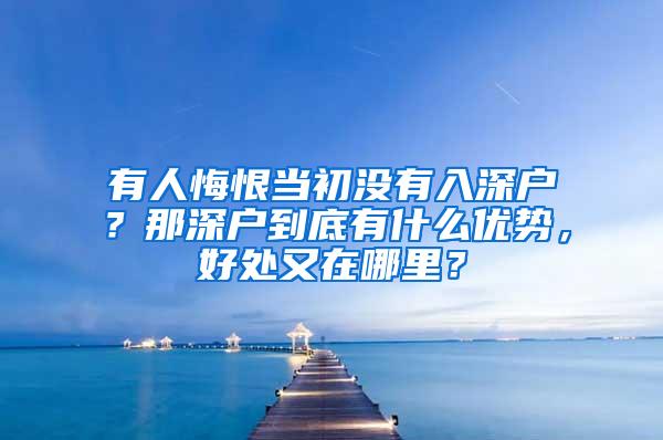 有人悔恨当初没有入深户？那深户到底有什么优势，好处又在哪里？