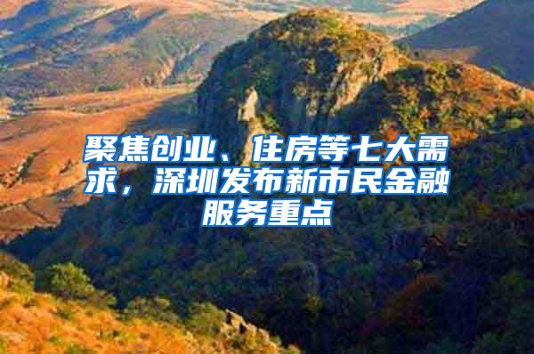 聚焦创业、住房等七大需求，深圳发布新市民金融服务重点