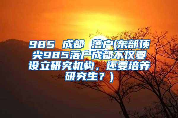 985 成都 落户(东部顶尖985落户成都不仅要设立研究机构，还要培养研究生？)