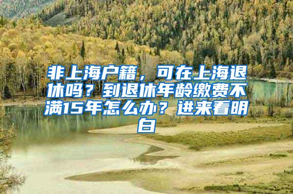 非上海户籍，可在上海退休吗？到退休年龄缴费不满15年怎么办？进来看明白