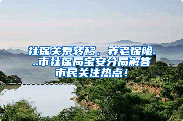 社保关系转移、养老保险...市社保局宝安分局解答市民关注热点！