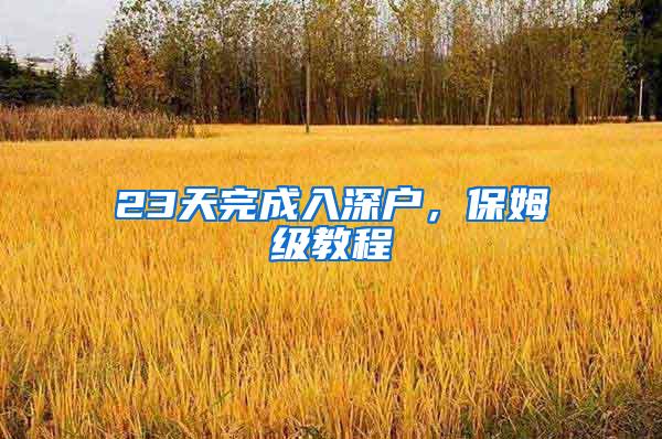 23天完成入深户，保姆级教程