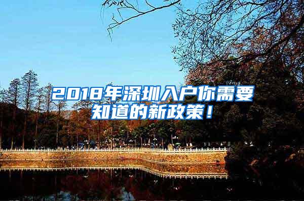 2018年深圳入户你需要知道的新政策！