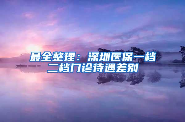最全整理：深圳医保一档二档门诊待遇差别