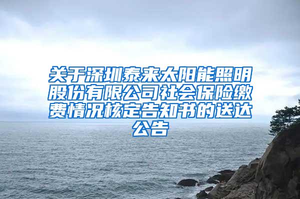 关于深圳泰来太阳能照明股份有限公司社会保险缴费情况核定告知书的送达公告