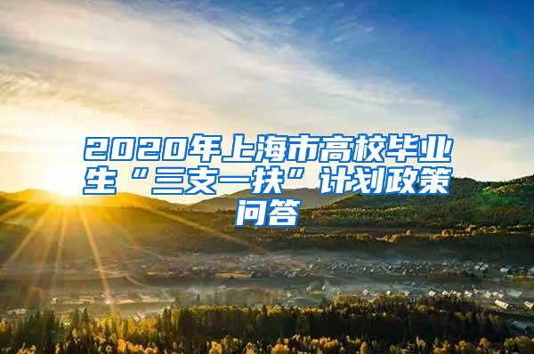 2020年上海市高校毕业生“三支一扶”计划政策问答