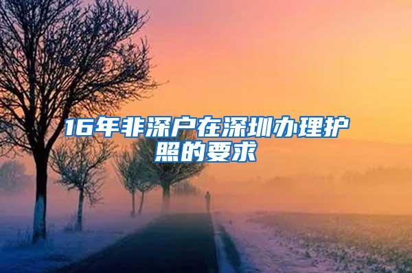 16年非深户在深圳办理护照的要求