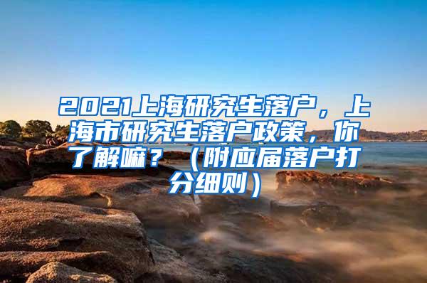 2021上海研究生落户，上海市研究生落户政策，你了解嘛？（附应届落户打分细则）