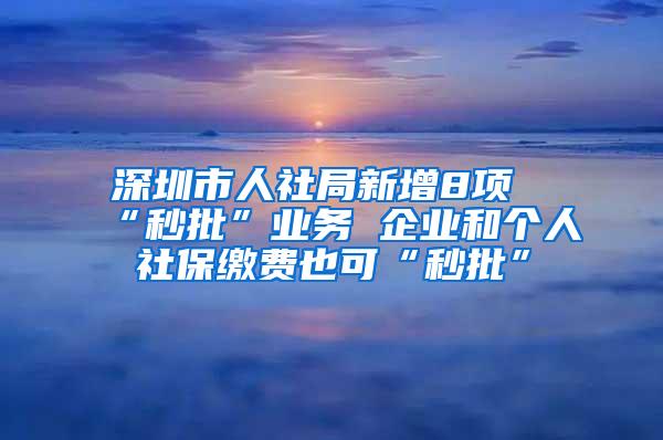 深圳市人社局新增8项“秒批”业务 企业和个人社保缴费也可“秒批”