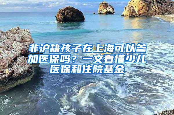 非沪籍孩子在上海可以参加医保吗？一文看懂少儿医保和住院基金