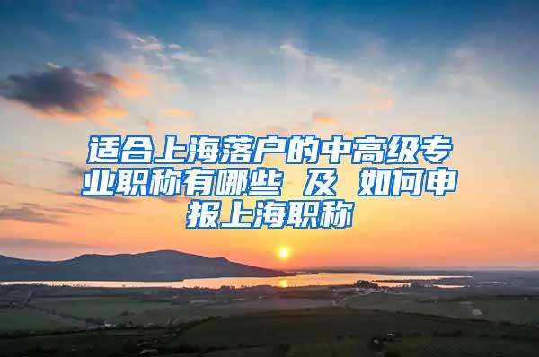 适合上海落户的中高级专业职称有哪些 及 如何申报上海职称