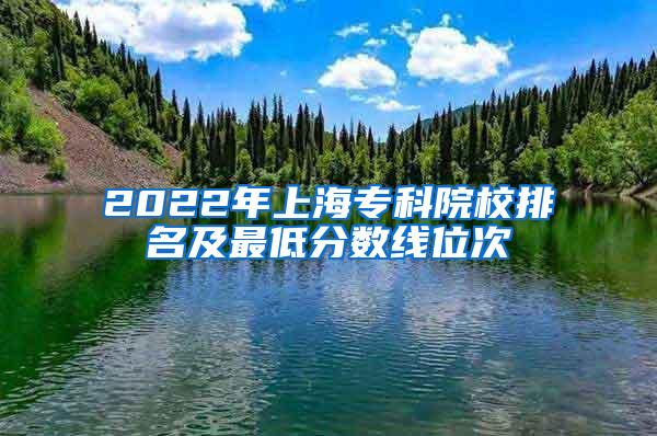 2022年上海专科院校排名及最低分数线位次