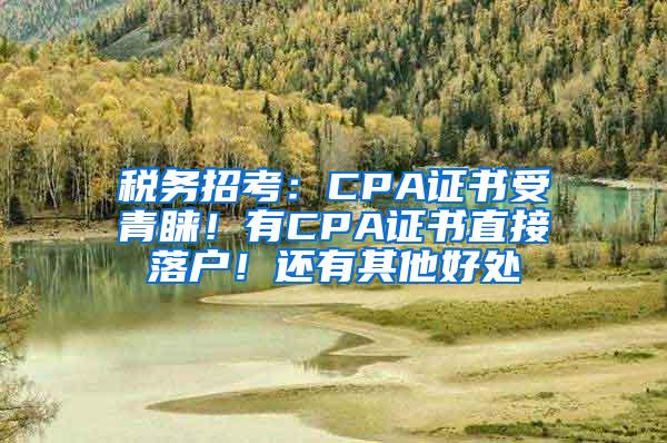 税务招考：CPA证书受青睐！有CPA证书直接落户！还有其他好处