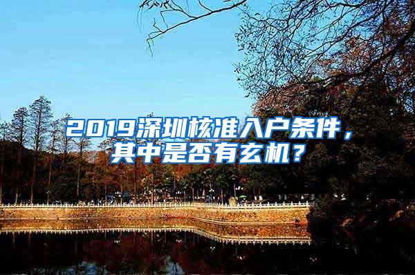 2019深圳核准入户条件，其中是否有玄机？