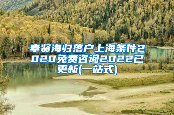 奉贤海归落户上海条件2020免费咨询2022已更新(一站式)