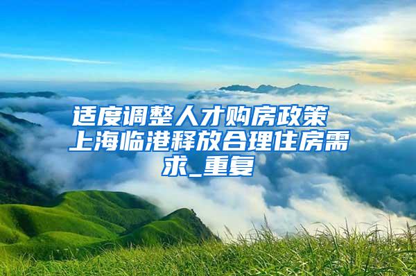 适度调整人才购房政策 上海临港释放合理住房需求_重复