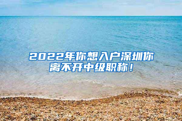 2022年你想入户深圳你离不开中级职称！