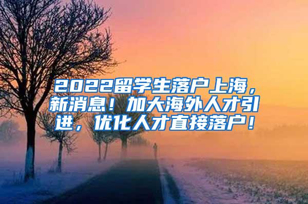 2022留学生落户上海，新消息！加大海外人才引进，优化人才直接落户！