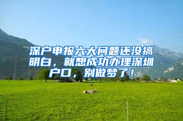 深户申报六大问题还没搞明白，就想成功办理深圳户口，别做梦了！