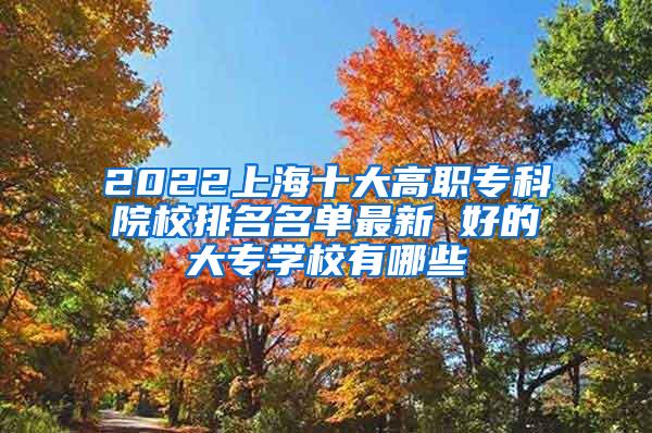 2022上海十大高职专科院校排名名单最新 好的大专学校有哪些