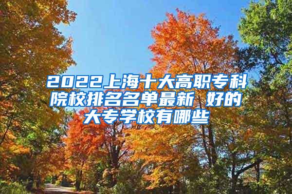 2022上海十大高职专科院校排名名单最新 好的大专学校有哪些