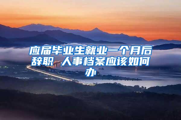 应届毕业生就业一个月后辞职 人事档案应该如何办