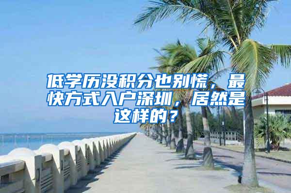 低学历没积分也别慌，最快方式入户深圳，居然是这样的？