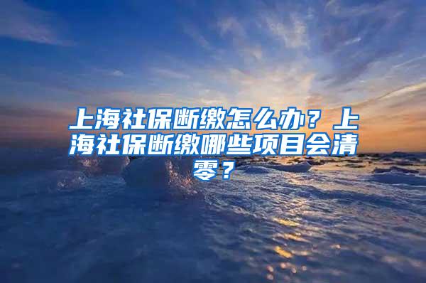 上海社保断缴怎么办？上海社保断缴哪些项目会清零？