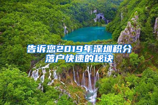 告诉您2019年深圳积分落户快速的秘诀