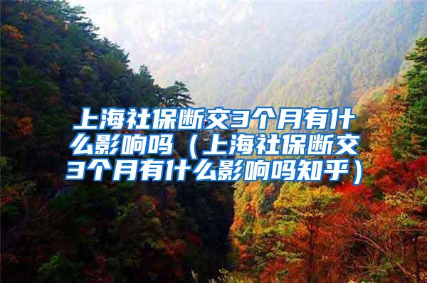 上海社保断交3个月有什么影响吗（上海社保断交3个月有什么影响吗知乎）