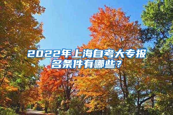 2022年上海自考大专报名条件有哪些？