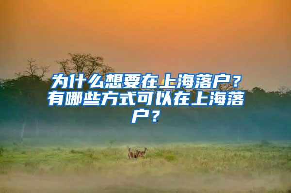 为什么想要在上海落户？有哪些方式可以在上海落户？
